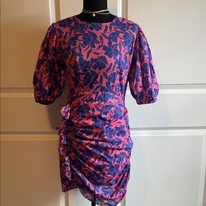 Floral Puff Sleeve Gathered Ruffle Dress Size M Juniors